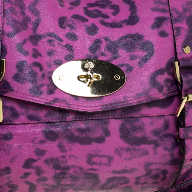 Pre Owned Mulberry Pink Leopard Print Leather Oversized Alexa Satchel