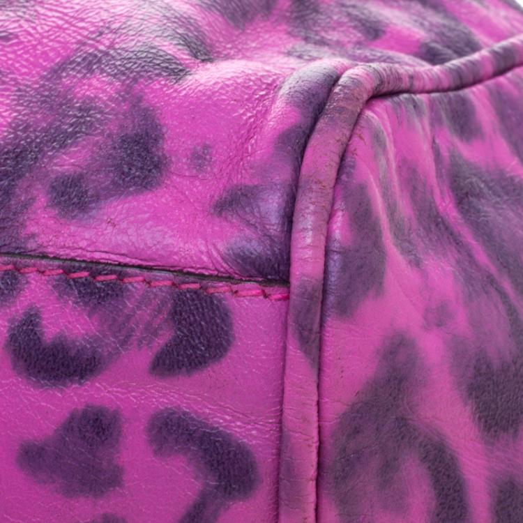Pre Owned Mulberry Pink Leopard Print Leather Oversized Alexa Satchel
