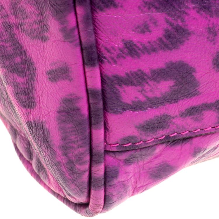 Pre Owned Mulberry Pink Leopard Print Leather Oversized Alexa Satchel