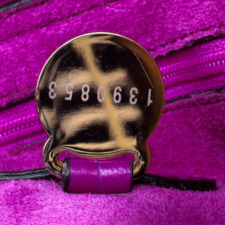 Pre Owned Mulberry Purple Croc Embossed Leather Tillie Satchel