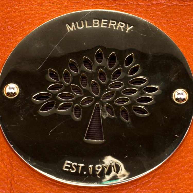 Pre Owned Mulberry Orange Leather Daria Fold-over Clutch 