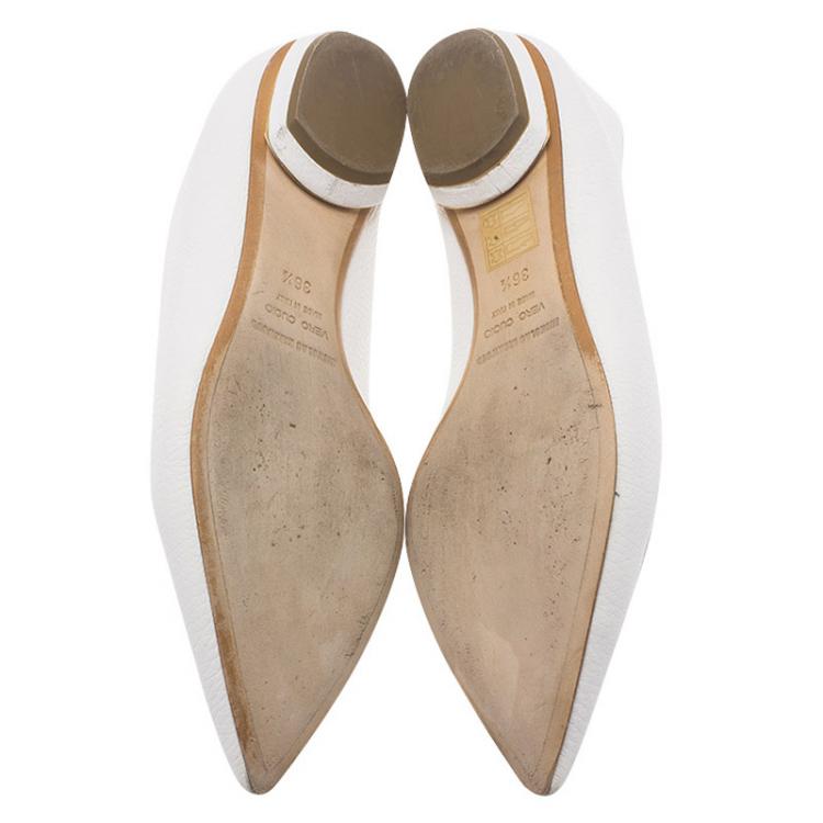 Pre Owned Nicholas Kirkwood White Beya Leather Pointed Toe Flats Size 36.5