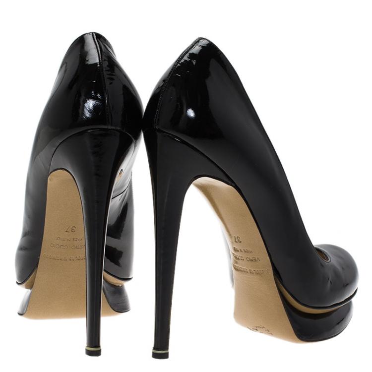 Pre Owned Nicholas Kirkwood Black Patent Platform Pumps Size 37