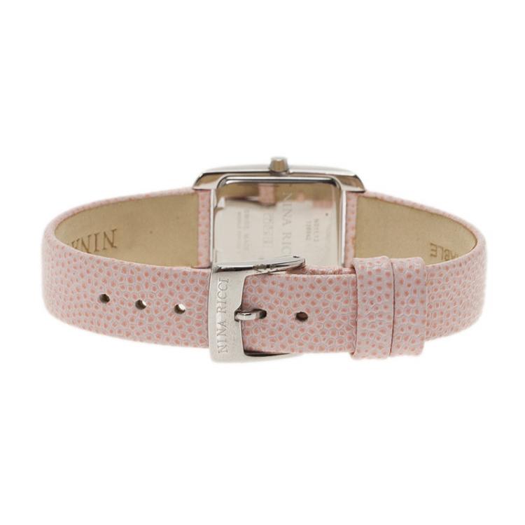 Pre Owned Nina Ricci Classic Quartz Stainless Steel Pink Leather Womens Watch 19 mm