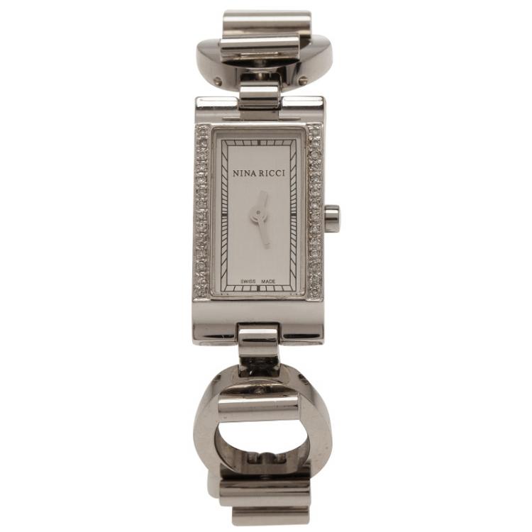 Pre Owned Nina Ricci Silver Stainless Steel Women's Wristwatch 16MM