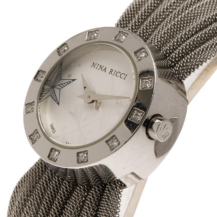 Pre Owned Nina Ricci Silver Stainless Steel Women's Wristwatch 16MM