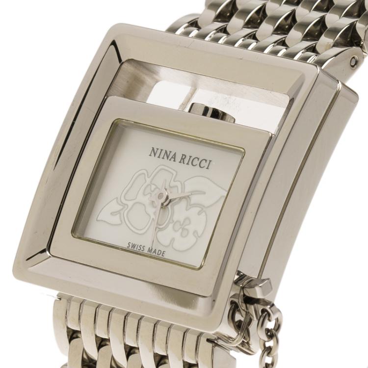 Pre Owned Nina Ricci Silver Stainless Steel N022 Women's Wristwatch 22MM
