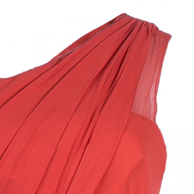 Pre Owned Notte By Marchesa One Shoulder Drape Chiffon Gown M