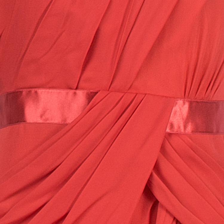 Pre Owned Notte By Marchesa One Shoulder Drape Chiffon Gown M