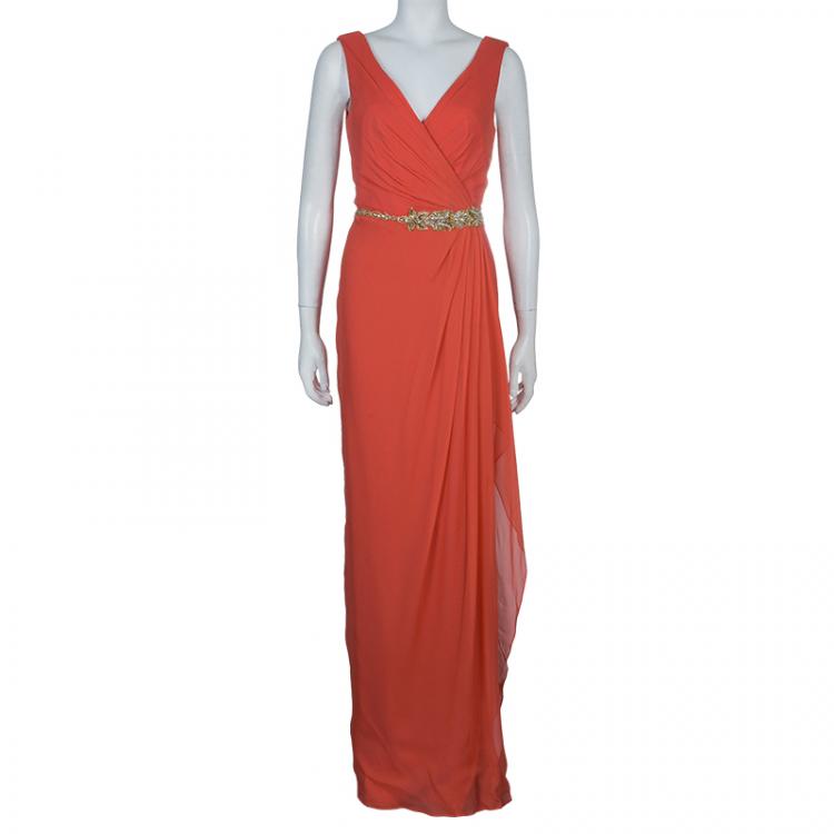 Pre Owned Notte By Marchesa Sleeveless Embellished Maxi Dress L