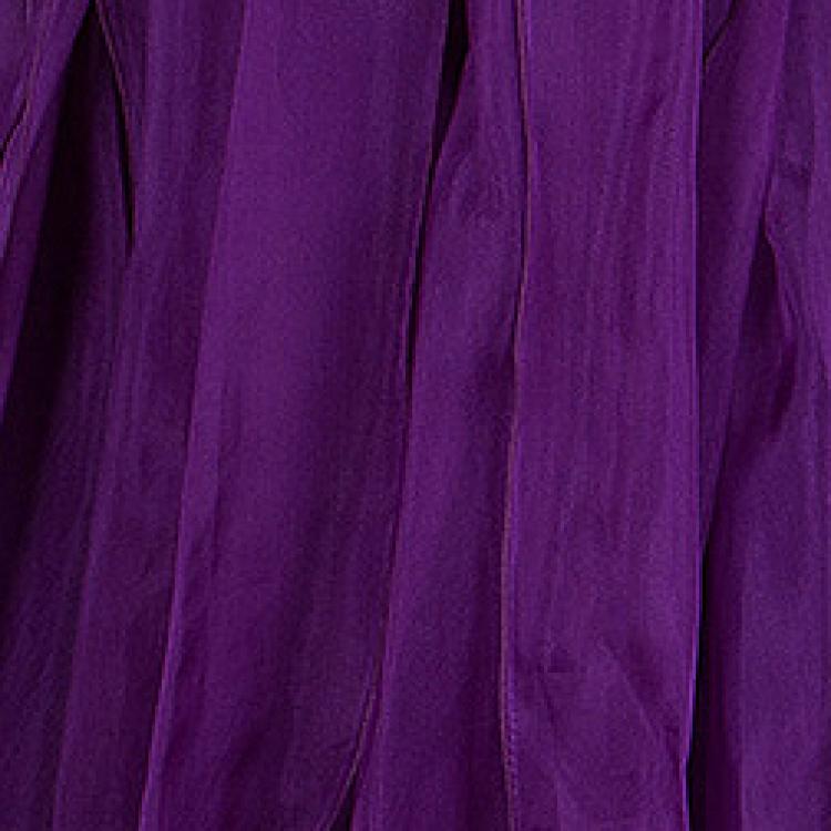 Pre Owned Notte By Marchesa Purple Floral Applique Ruffled Strapless Dress L