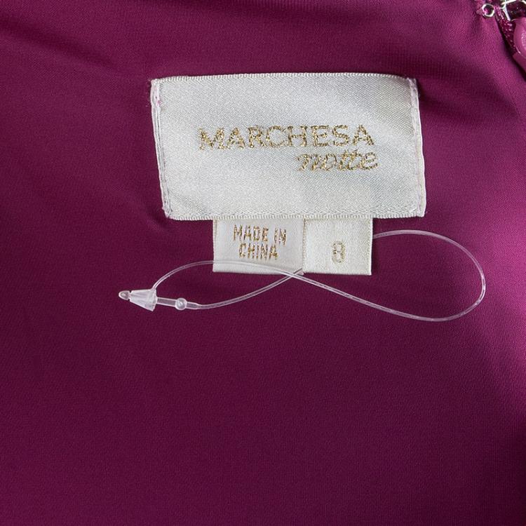 مملوكة مسبقًا Notte By Marchesa Purple Shoulder Embellished Dress M