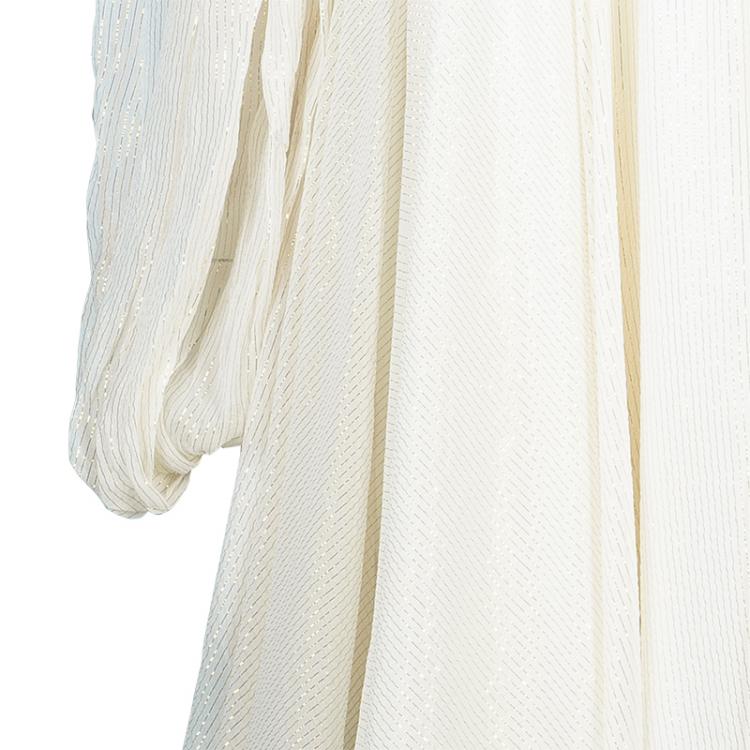 Pre Owned Marchesa Notte Cream and Glitter Off-Shoulder Top L