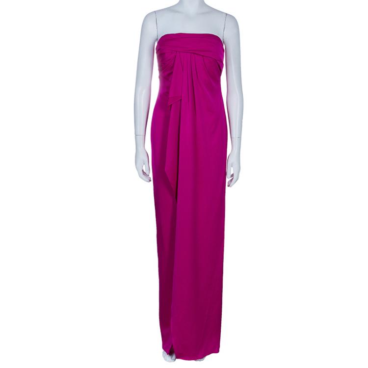 Pre Owned Notte By Marchesa Purple Strapless Evening Gown S