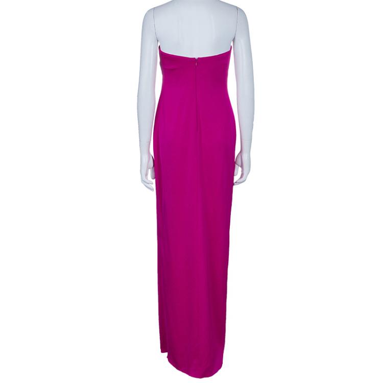 Pre Owned Notte By Marchesa Purple Strapless Evening Gown S