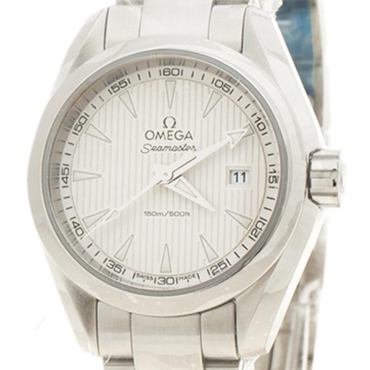 Pre Owned Omega White Stainless Steel Seamaster Aqua Terra Women's Wristwatch 30MM
