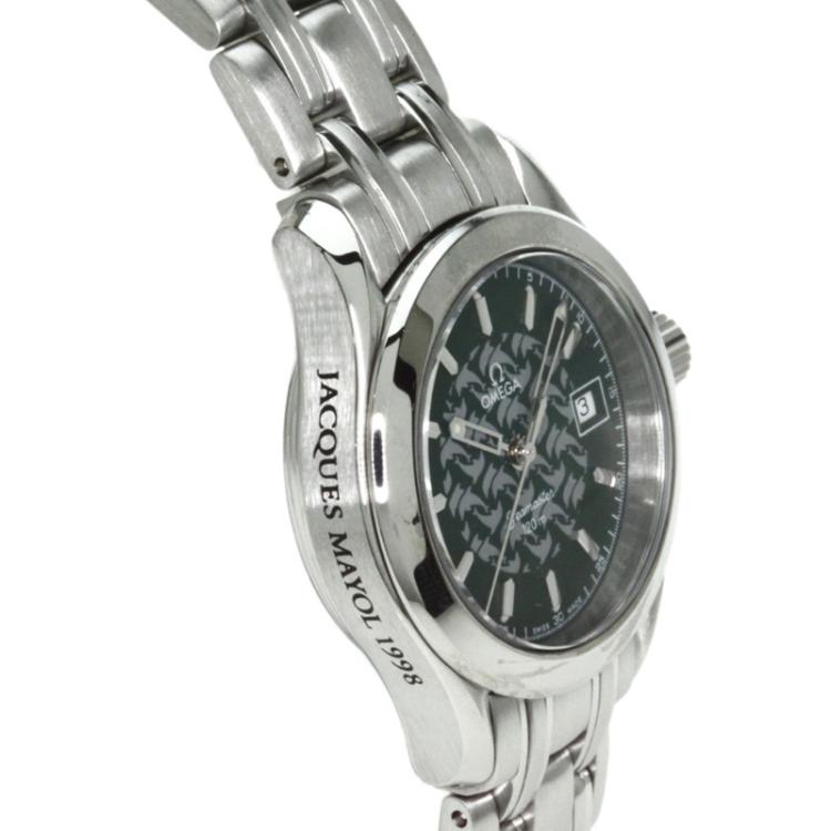 Pre Owned Omega Black Stainless Steel Jacques Mayol Limited Edition Women's Wristwatch 26MM