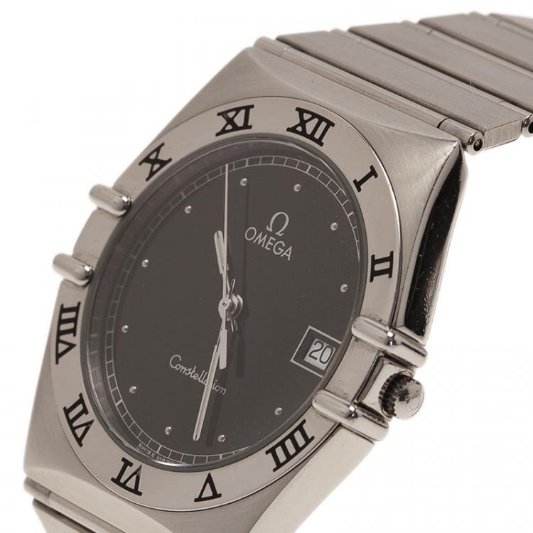 Pre Owned Omega Black Stainless Steel Constellation Women’s Wristwatch 33MM