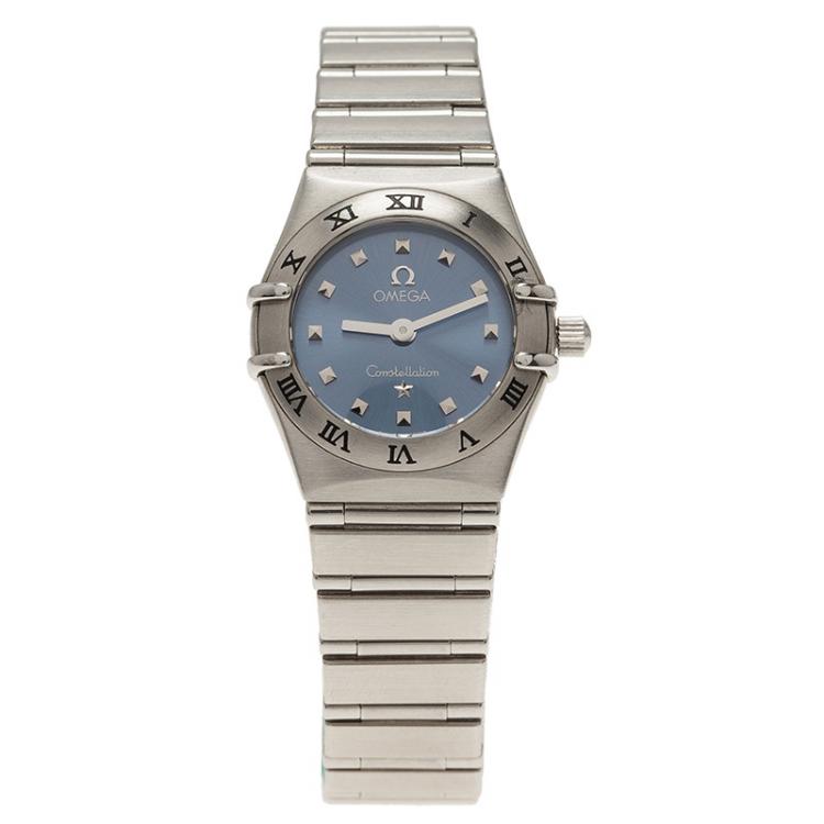 Pre Owned Omega Blue Mother of Pearl Stainless Steel Constellation My Choice Women's Wristwatch 22MM