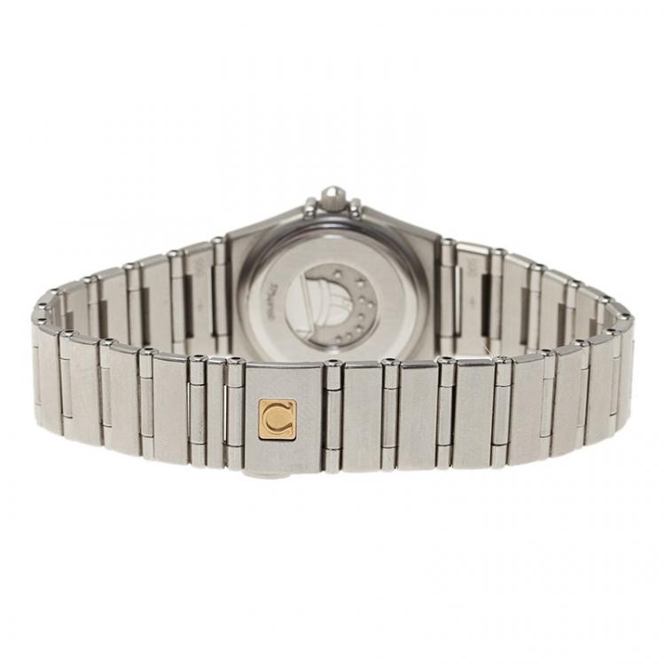 Pre Owned Omega Blue Mother of Pearl Stainless Steel Constellation My Choice Women's Wristwatch 22MM