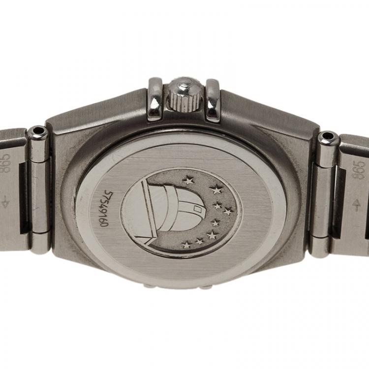 Pre Owned Omega Blue Mother of Pearl Stainless Steel Constellation My Choice Women's Wristwatch 22MM