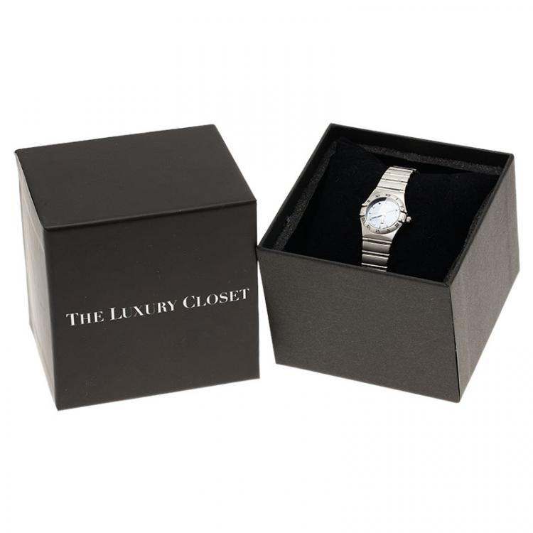 Pre Owned Omega Blue Mother of Pearl Stainless Steel Constellation My Choice Women's Wristwatch 22MM