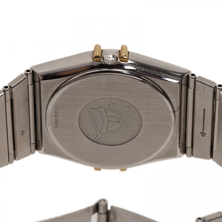 Pre Owned Omega White Stainless Steel and 18k gold Constellation Women's Wristwatch 32MM