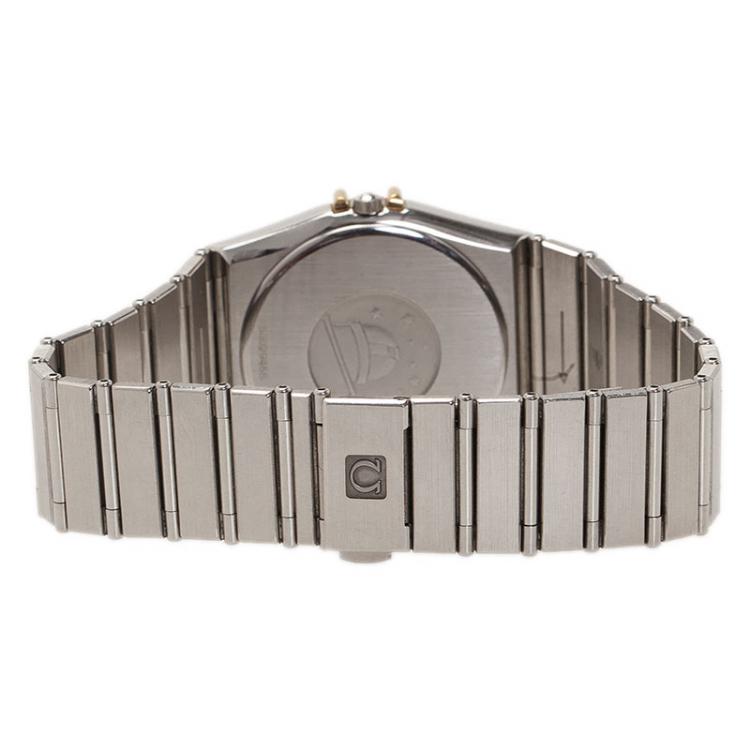 Pre Owned Omega White Stainless Steel and 18k gold Constellation Women's Wristwatch 32MM
