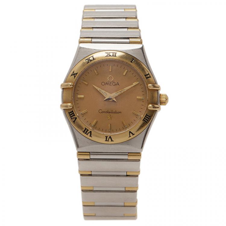 Pre Owned Omega 18K Yellow Gold & Stainless Steel Constellation Women's Wristwatch 25mm