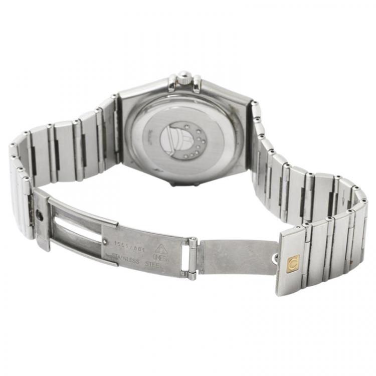 Pre Owned Omega White Stainless Steel Constellation Women's Wristwatch 35MM