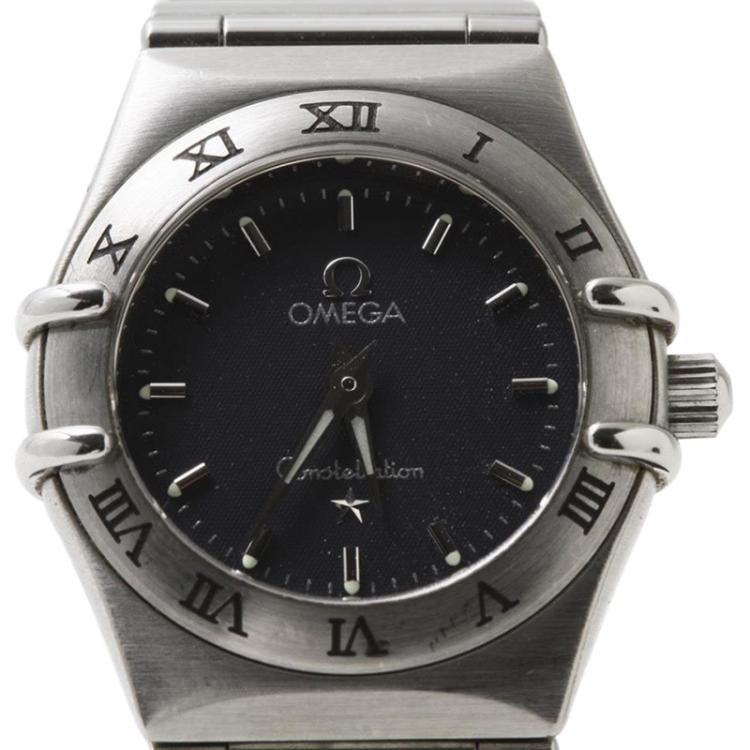 مملوكة مسبقًا Omega Black Stainless Steel Constellation Women's Wristwatch 22MM