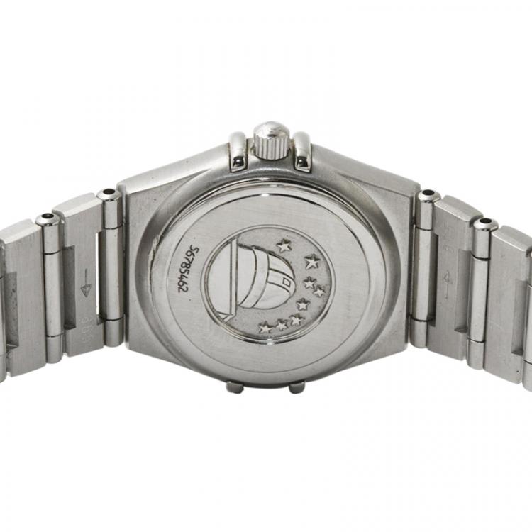 مملوكة مسبقًا Omega Black Stainless Steel Constellation Women's Wristwatch 22MM