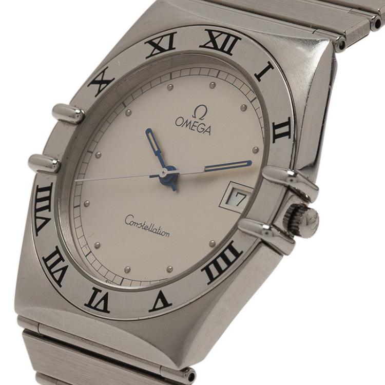 Pre Owned Omega White Stainless Steel Constellation Women's Wristwatch 33MM