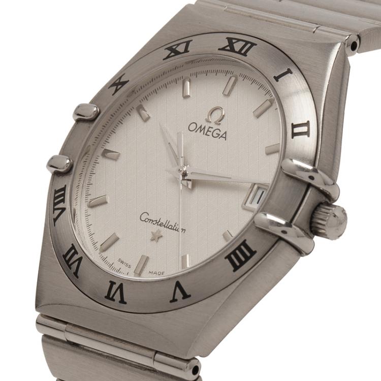 Pre Owned Omega White Stainless Steel Constellation Women's Wristwatch 33MM