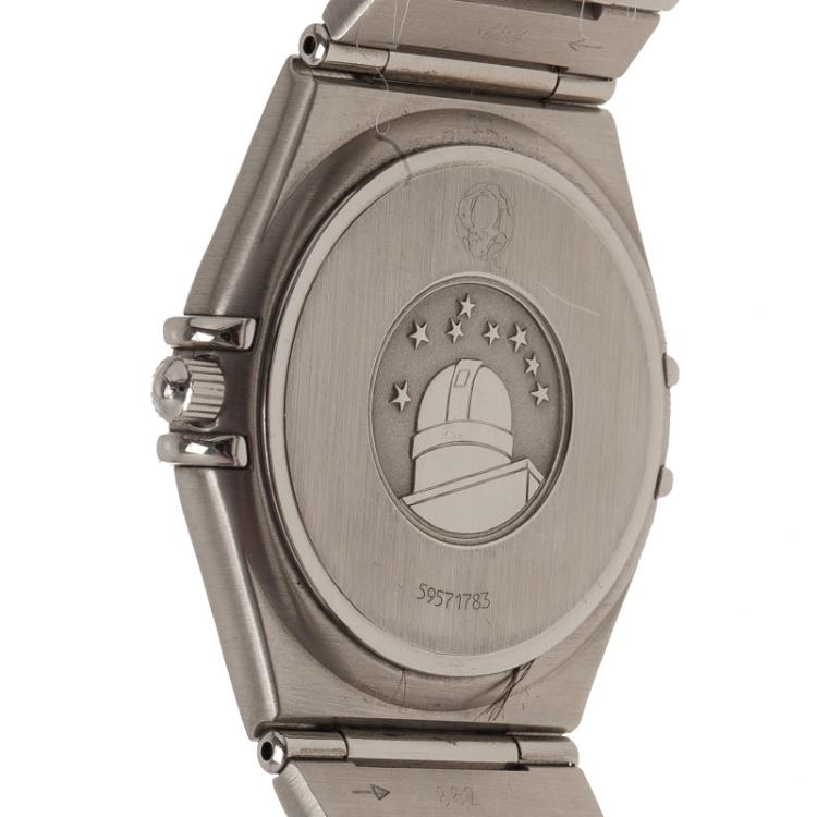 Pre Owned Omega White Stainless Steel Constellation Women's Wristwatch 33MM