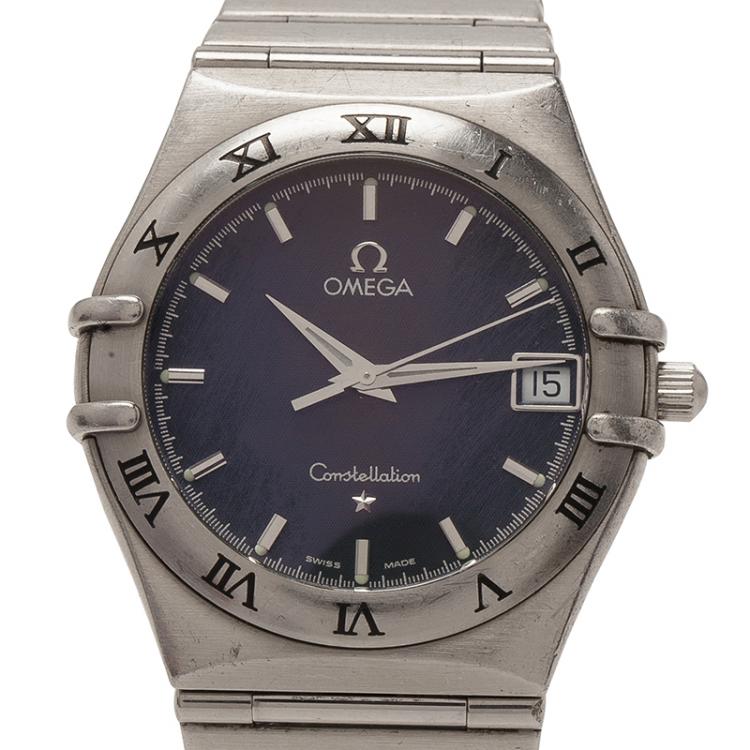Pre Owned Omega Black Stainless Steel Constellation Women's Wristwatch 33MM