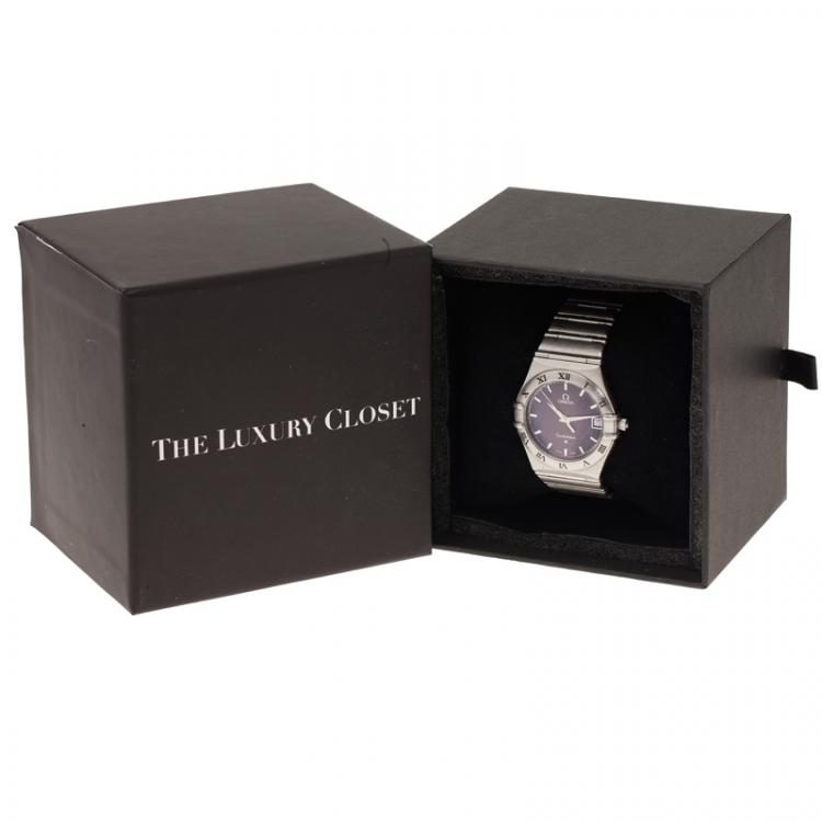 Pre Owned Omega Black Stainless Steel Constellation Women's Wristwatch 33MM