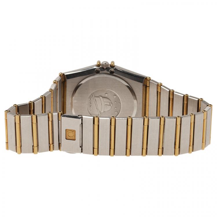 Pre Owned Omega Gold Stainless Steel and 18K Yellow Gold Constellation Women's Wristwatch 32MM