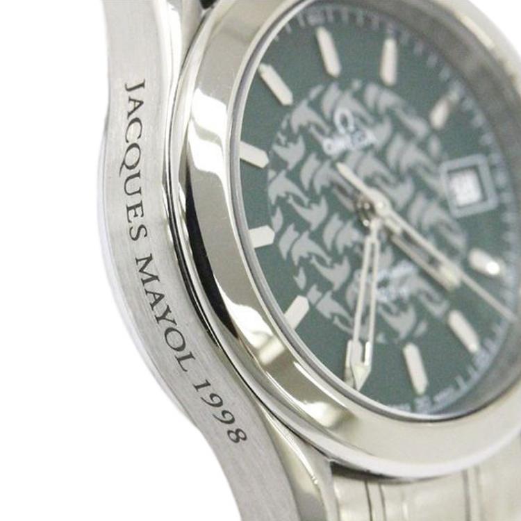 Pre Owned Omega Green Stainless Steel Jacques Mayol 1924/2500 Women's Wristwatch 26MM
