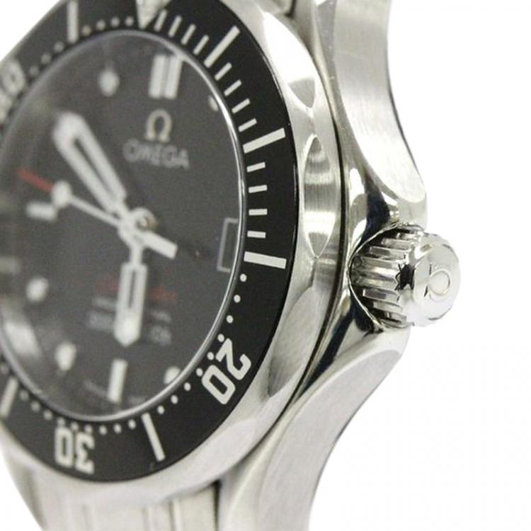 Pre Owned Omega Black Stainless Steel Seamaster Women's Wristwatch 28MM