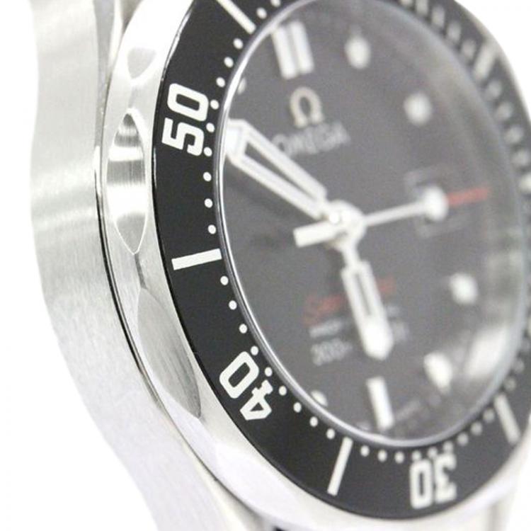 Pre Owned Omega Black Stainless Steel Seamaster Women's Wristwatch 28MM