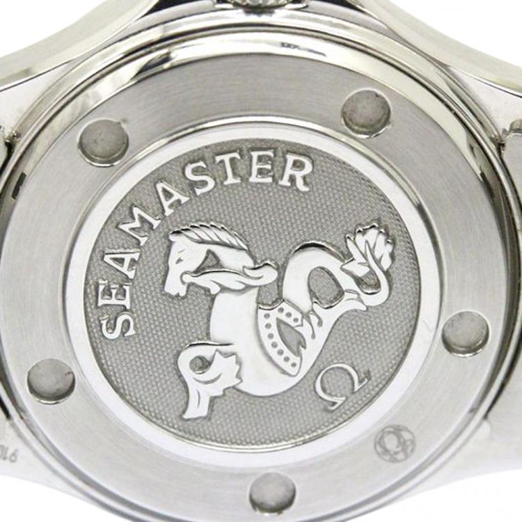 Pre Owned Omega Black Stainless Steel Seamaster Women's Wristwatch 28MM