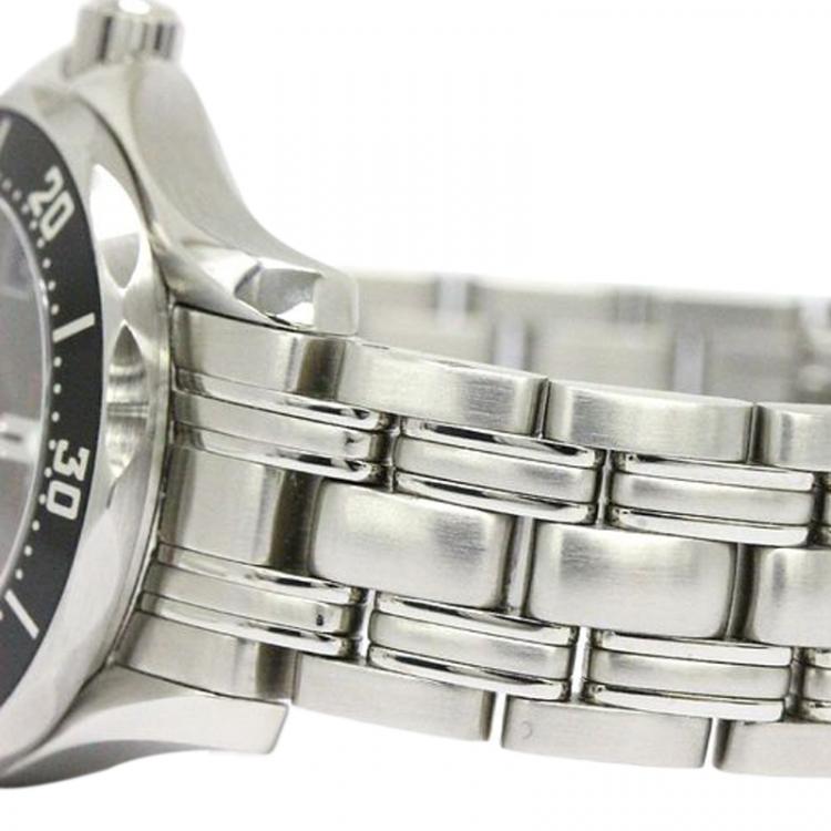 Pre Owned Omega Black Stainless Steel Seamaster Women's Wristwatch 28MM