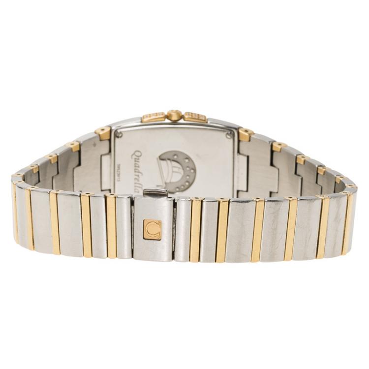 Pre Owned Omega Mother of Pearl Stainless Steel Quadrella Women's Wristwatch 26MM 
