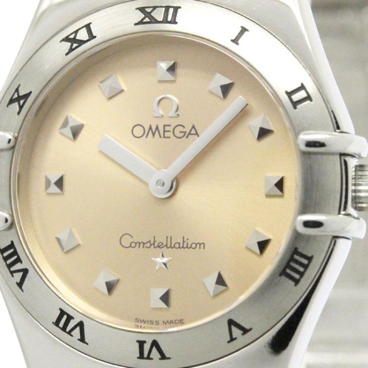 Pre Owned Omega Pink Stainless Steel Constellation Women's Wristwatch 25MM