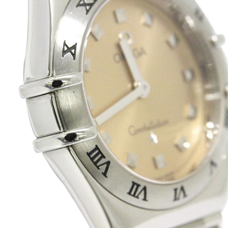 Pre Owned Omega Pink Stainless Steel Constellation Women's Wristwatch 25MM