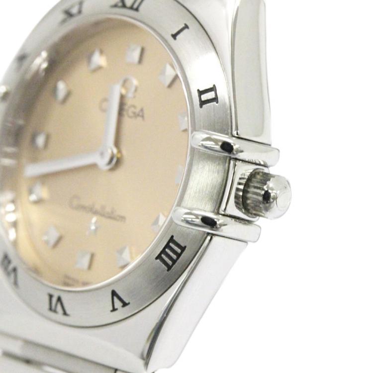 Pre Owned Omega Pink Stainless Steel Constellation Women's Wristwatch 25MM