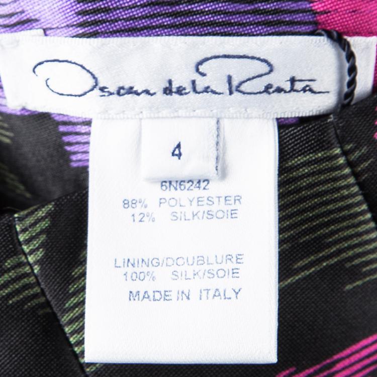 Pre Owned Oscar de la Renta Floral Printed Paneled Sleeveless Flared Dress S