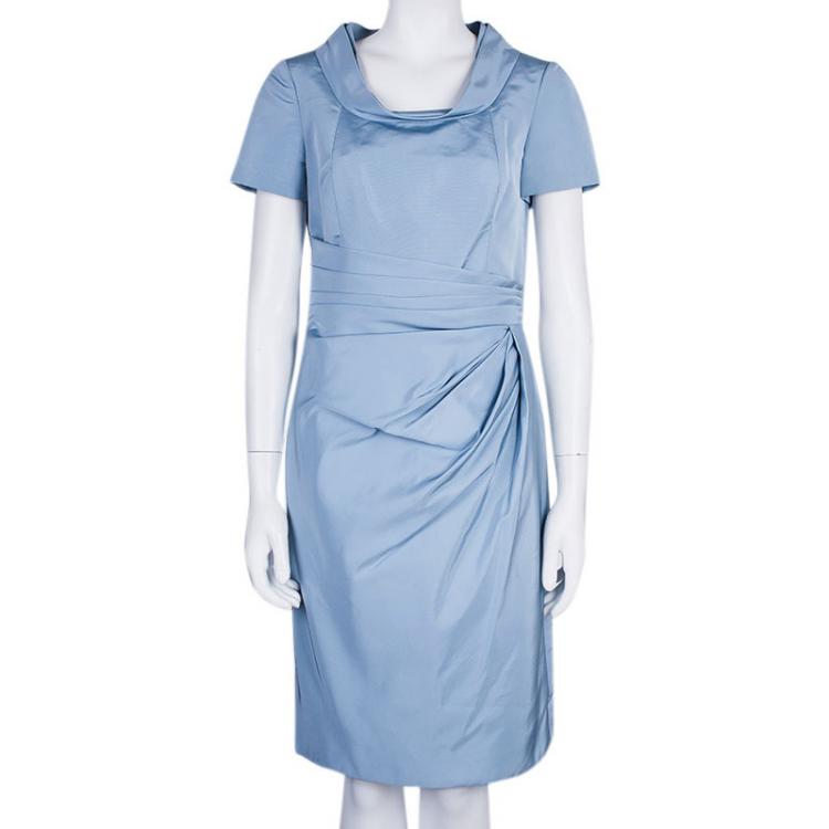 Pre Owned Oscar de la Renta Blue Short Sleeve Dress M