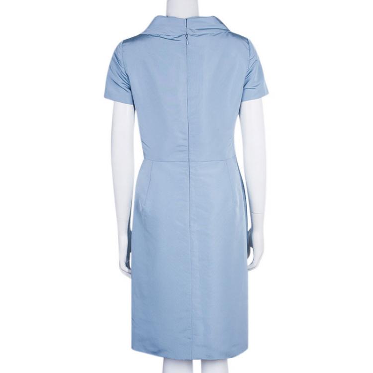 Pre Owned Oscar de la Renta Blue Short Sleeve Dress M